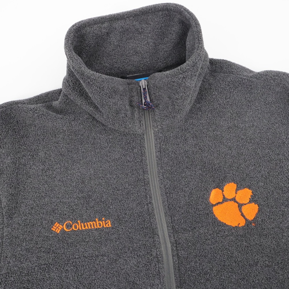Columbia Clemson Tigers Full Zip Fleece Jacket Gray Long Sleeve Mens Medium